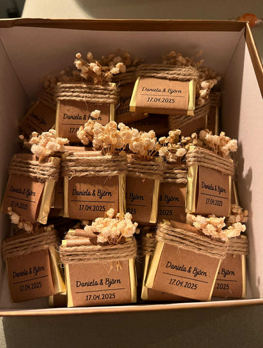 Personalized Chocolate Bars with Baby’s Breath